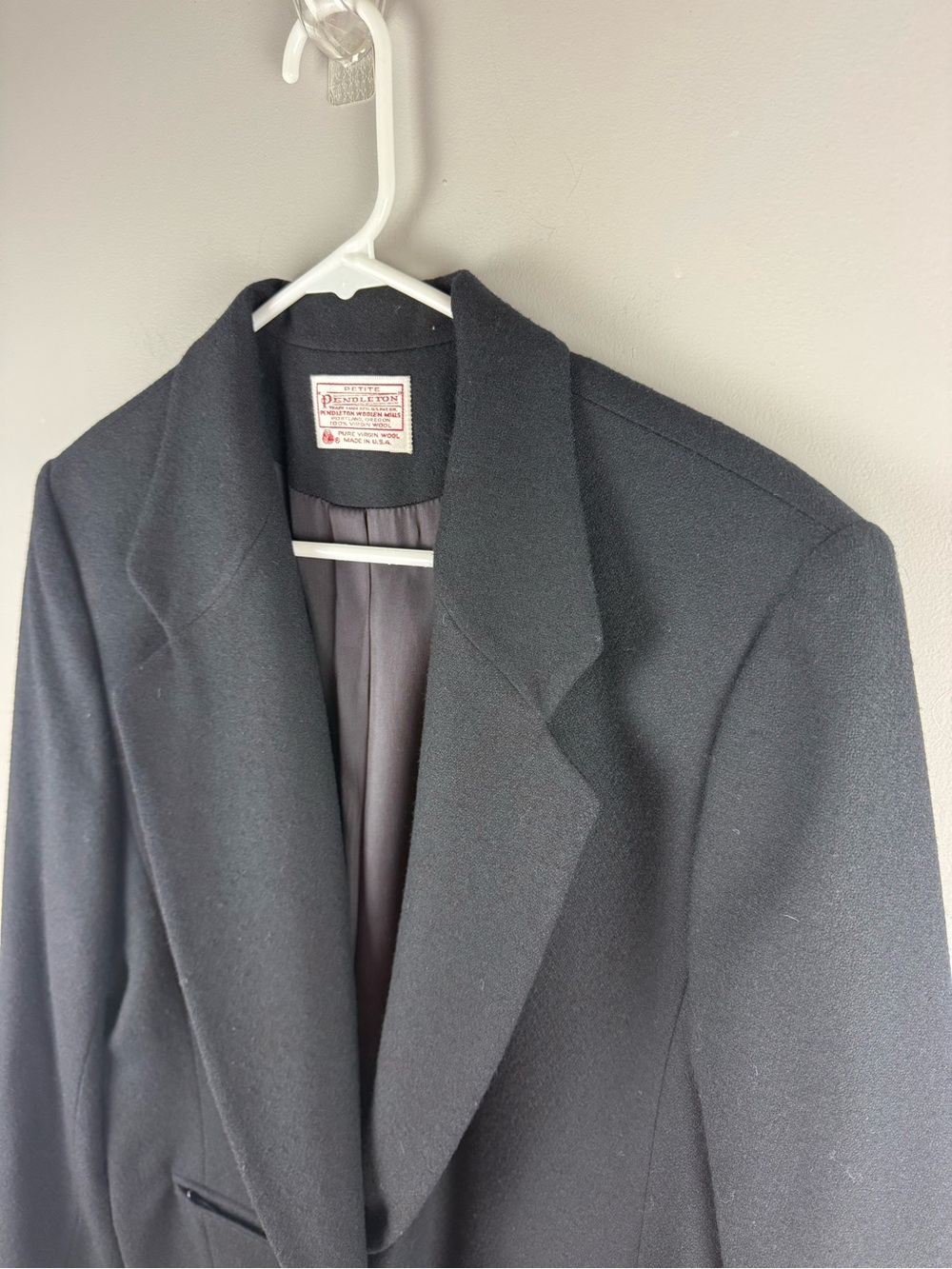 VTG Pendleton Women’s Black 100% Virgin Wool One Button Blazer SZ 16 USA Made